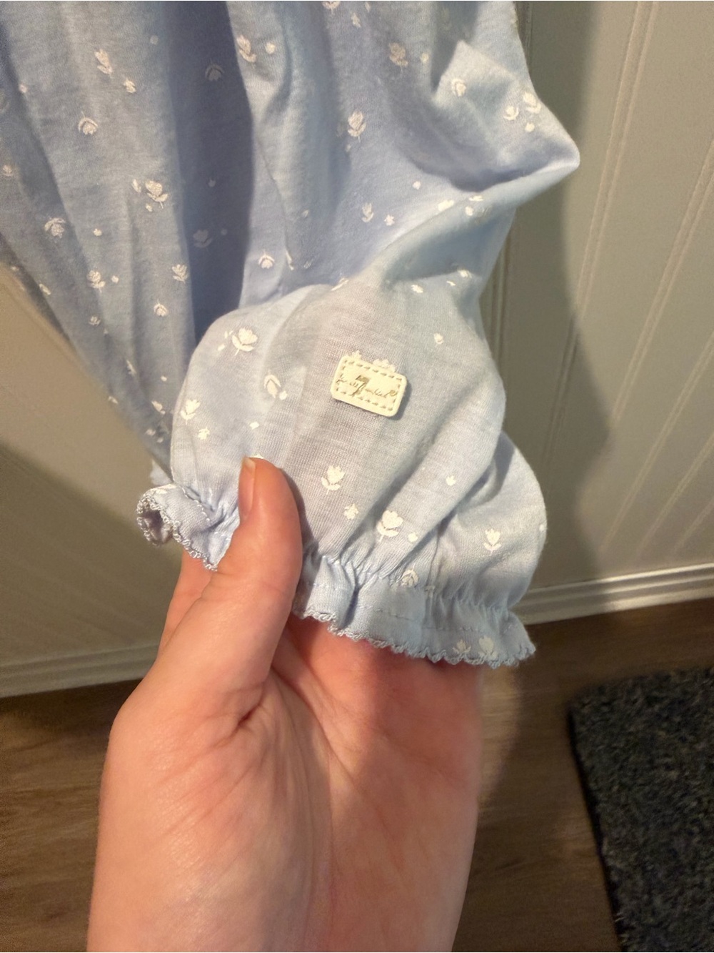 7 for all mankind toddler Light Blue Smocked Bubble Romper - Picture 2 of 3